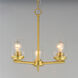 Corona 3 Light 17 inch Satin Brass Single-Tier Chandelier Ceiling Light in Clear