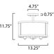 Sentinel 3 Light 13.25 inch Satin Nickel Semi-Flush Mount Ceiling Light