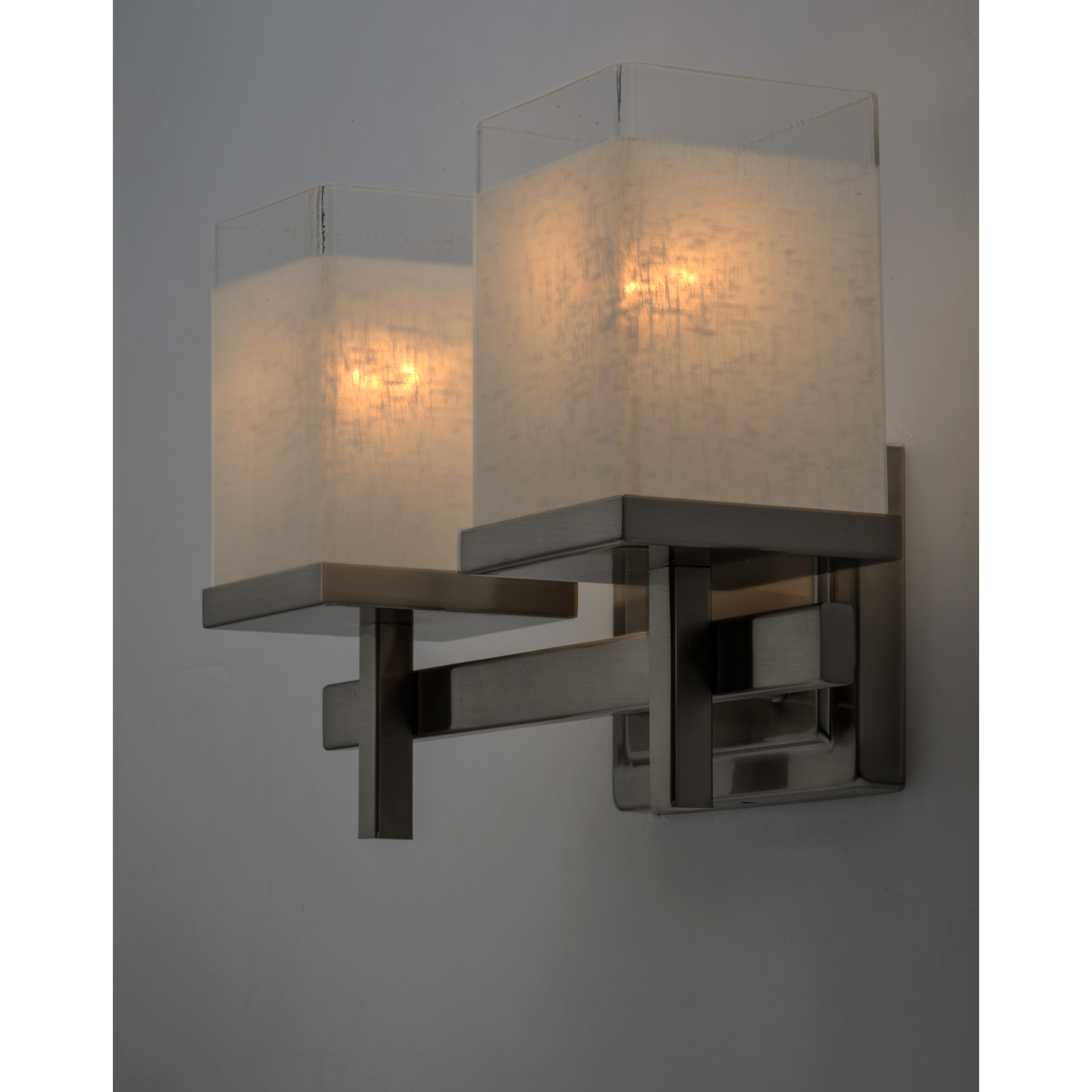 Tetra 2 Light 14 inch Satin Nickel Bath Vanity Wall Light in White Linen