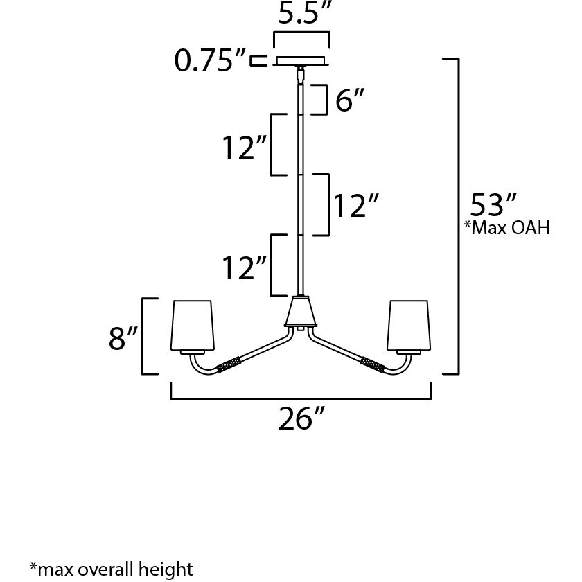 Durham 5 Light 26 inch Polished Chrome Single-Tier Chandelier Ceiling Light