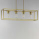 Lateral 4 Light 36 inch Satin Brass Linear Pendant Ceiling Light in Clear