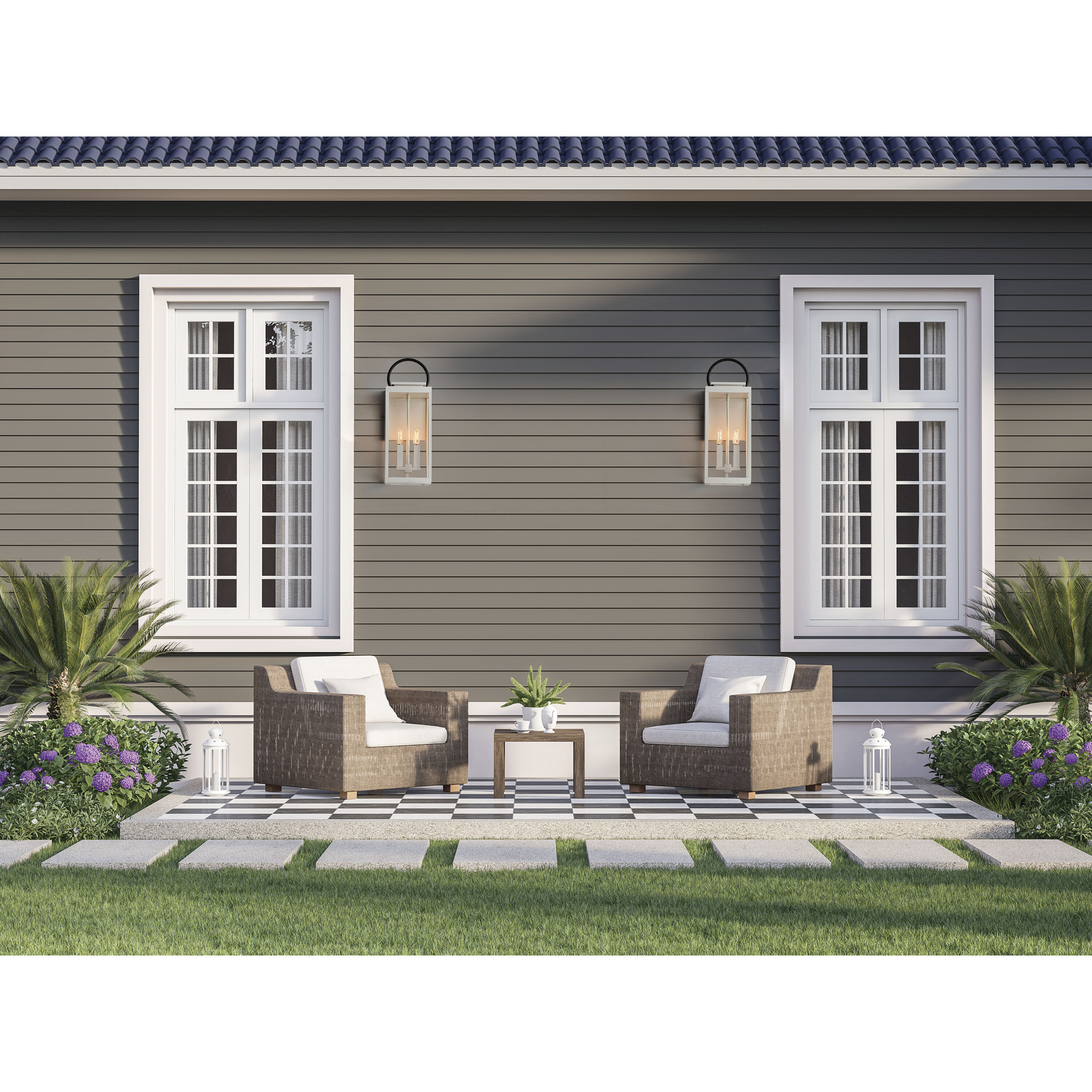 Nassau Vivex 2 Light 21 inch Black Outdoor Wall Mount