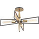 Wings 4 Light 25 inch Black and Satin Brass Flush Mount Ceiling Light