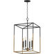 SoHo 4 Light 16 inch Black and Weathered Brass Entry Foyer Pendant Ceiling Light