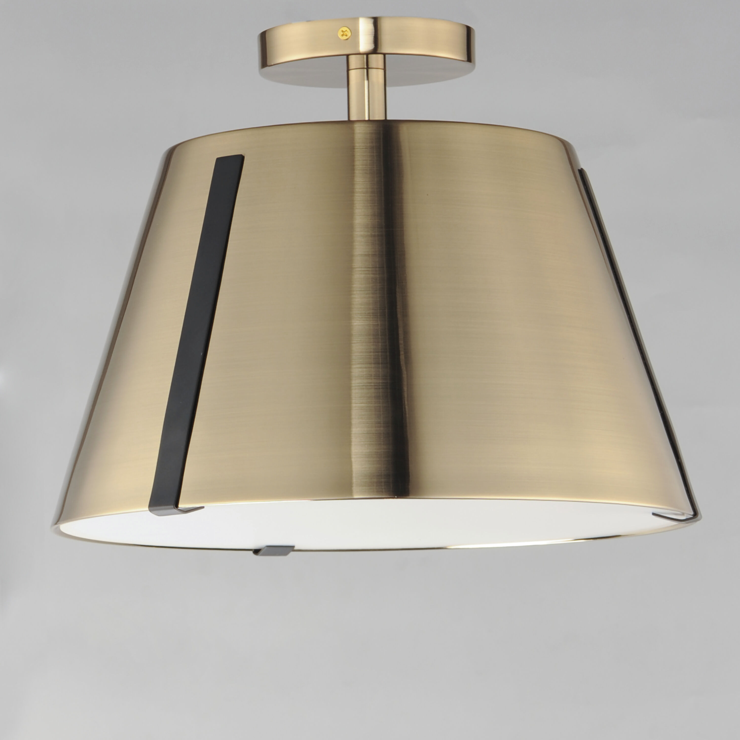 Carlo LED 13.75 inch Dark Bronze/Leather/Heritage Brass Semi-Flush Mount Ceiling Light