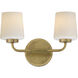 Durham 2 Light 13.75 inch Natural Aged Brass Wall Sconce Wall Light