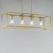 Lateral 4 Light 36 inch Satin Brass Linear Pendant Ceiling Light in Clear