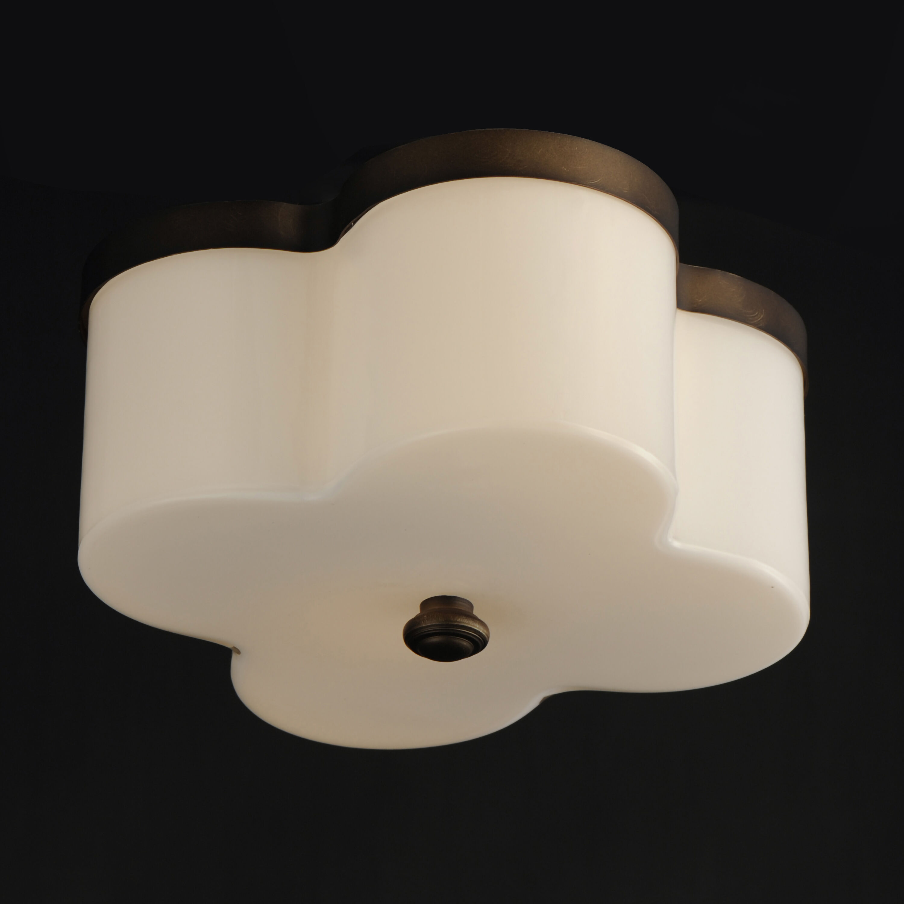 Clover 2 Light 13.5 inch Antique Bronze Flush Mount Ceiling Light