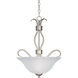 Basix 3 Light 17 inch Satin Nickel Invert Bowl Pendant Ceiling Light