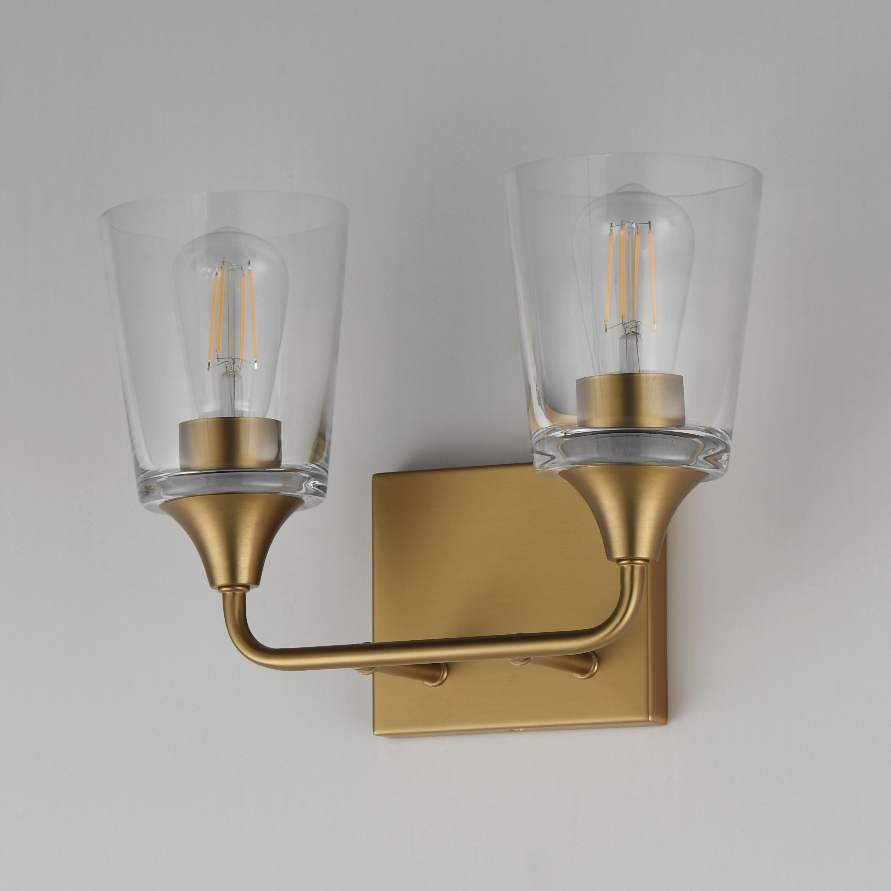 Hudson 2 Light 13 inch Natural Aged Brass Bath Vanity Wall Light in Clear