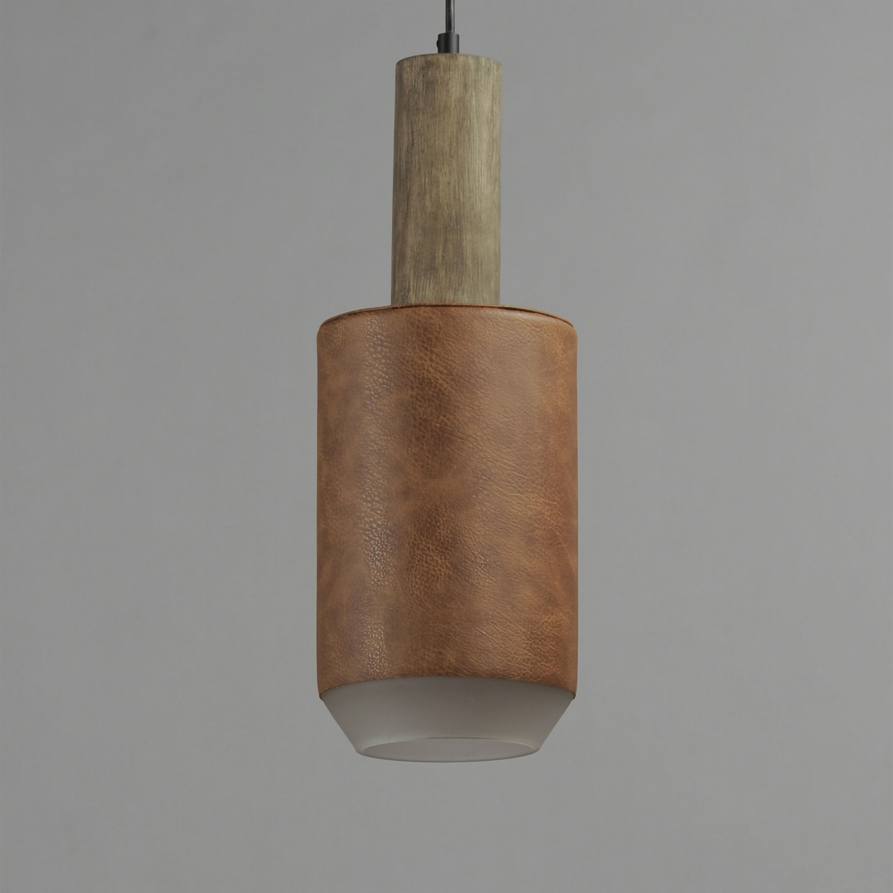 Scout LED 7 inch Weathered Wood / Tan Leather Single Pendant Ceiling Light