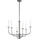 Wesley 6 Light 24 inch Black and Satin Nickel Chandelier Ceiling Light