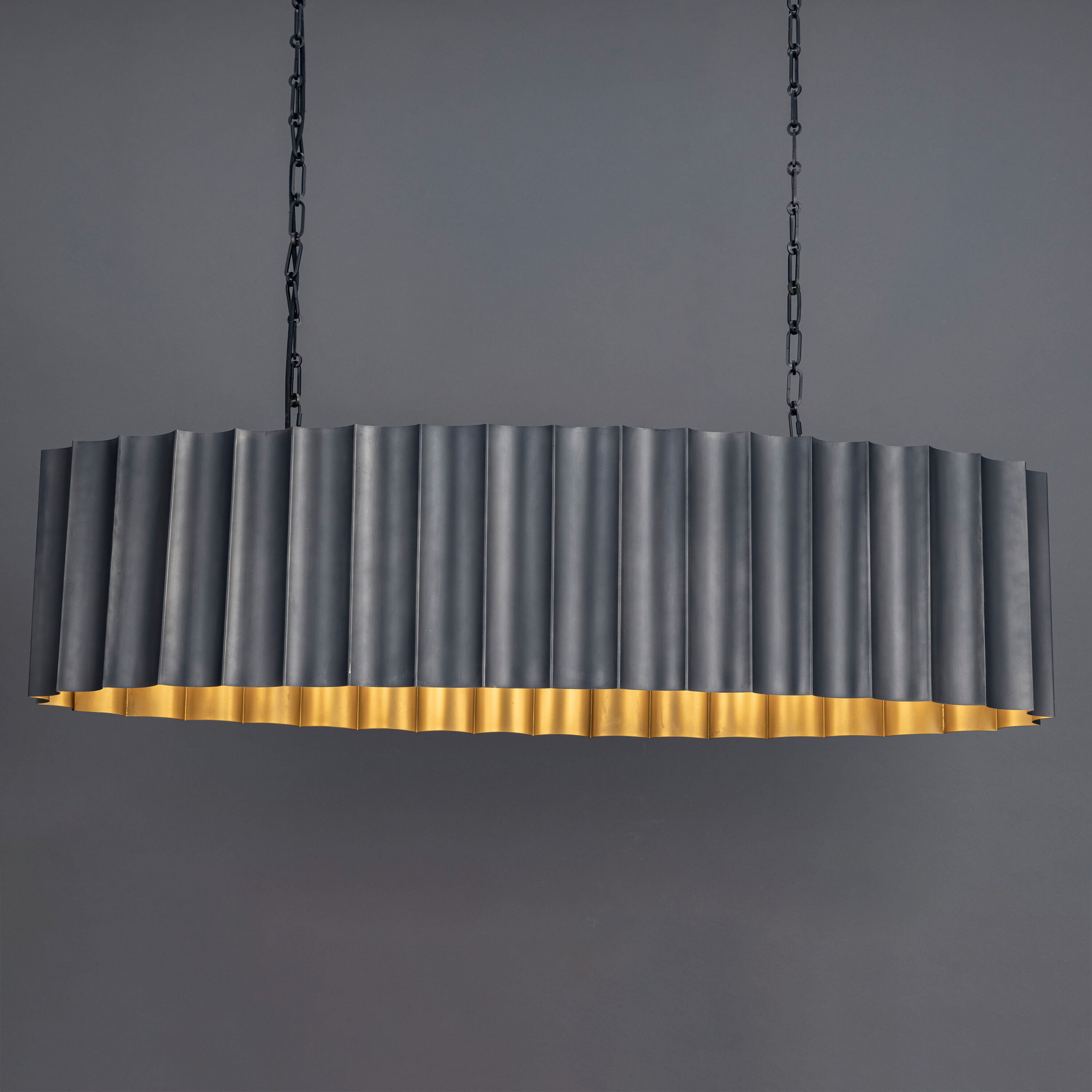 Allegra Linear Pendant Ceiling Light in Gunmetal and Gold