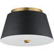 Miles LED 10.5 inch Black and Natural Aged Brass Flush Mount Ceiling Light