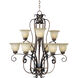 Fremont 9 Light 34 inch Platinum Dusk Multi-Tier Chandelier Ceiling Light