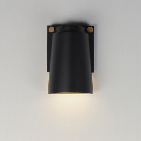 Rivet LED 9.5 inch Black and Antique Brass Outdoor Wall Mount