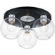 Vessel 3 Light 17 inch Black and Brushed Aluminum Flush Mount Ceiling Light