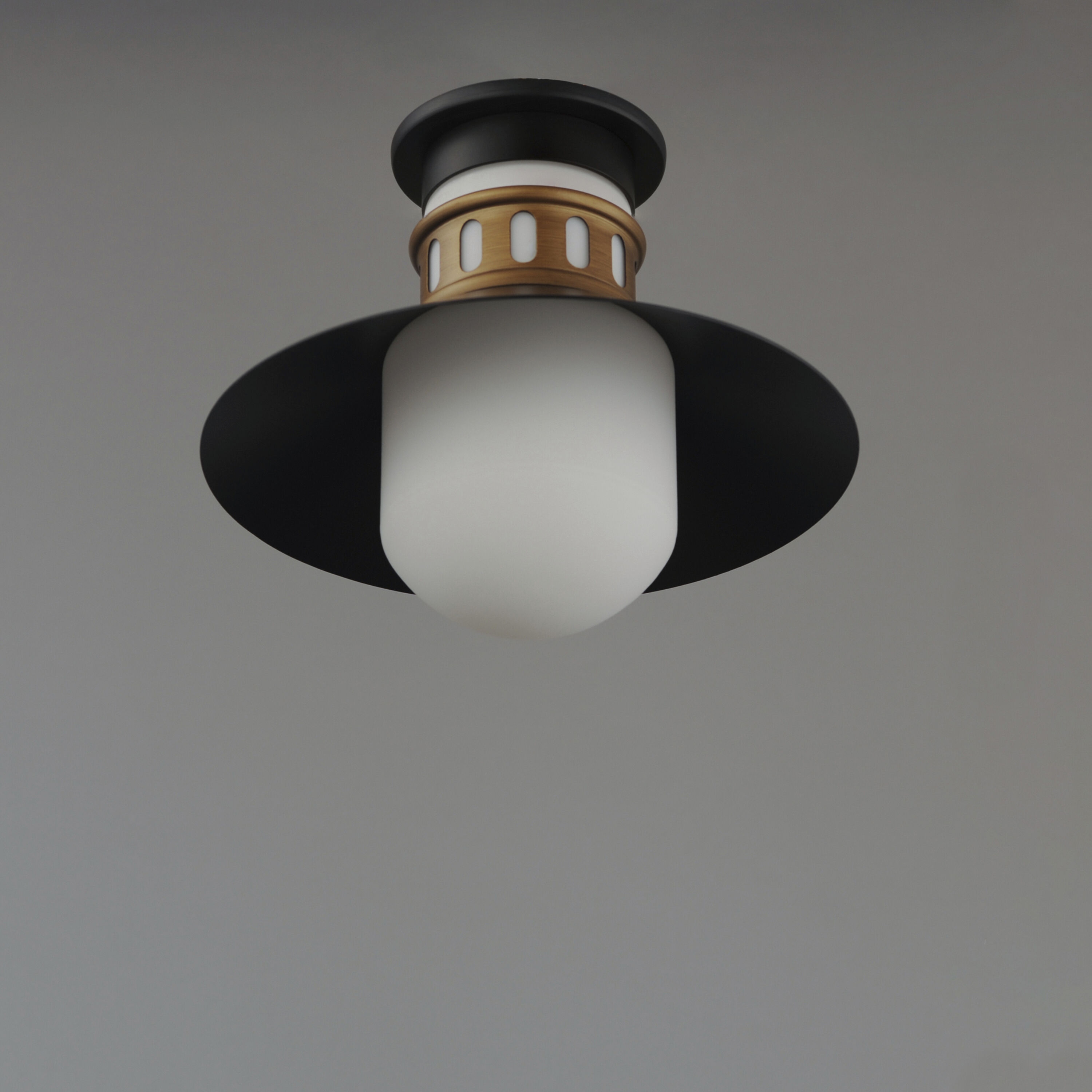 Admiralty 1 Light 12 inch Black and Antique Brass Outdoor Flush Mount