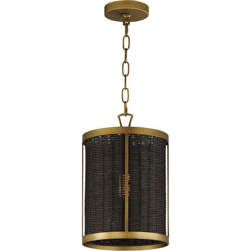 Rattan 1 Light 10 inch Natural Aged Brass Single Pendant Ceiling Light