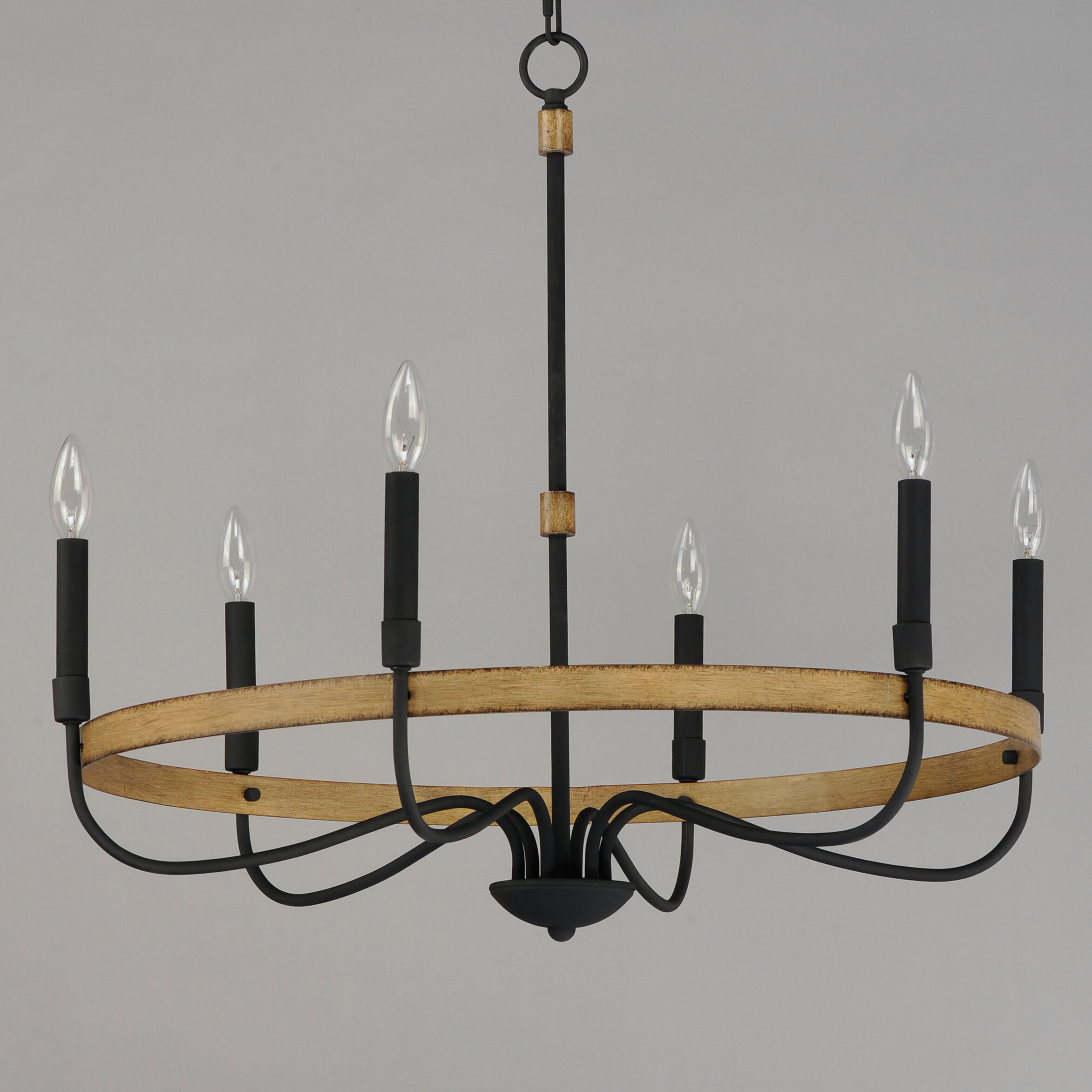 Franklin 6 Light 29 inch Driftwood/Black Chandelier Ceiling Light