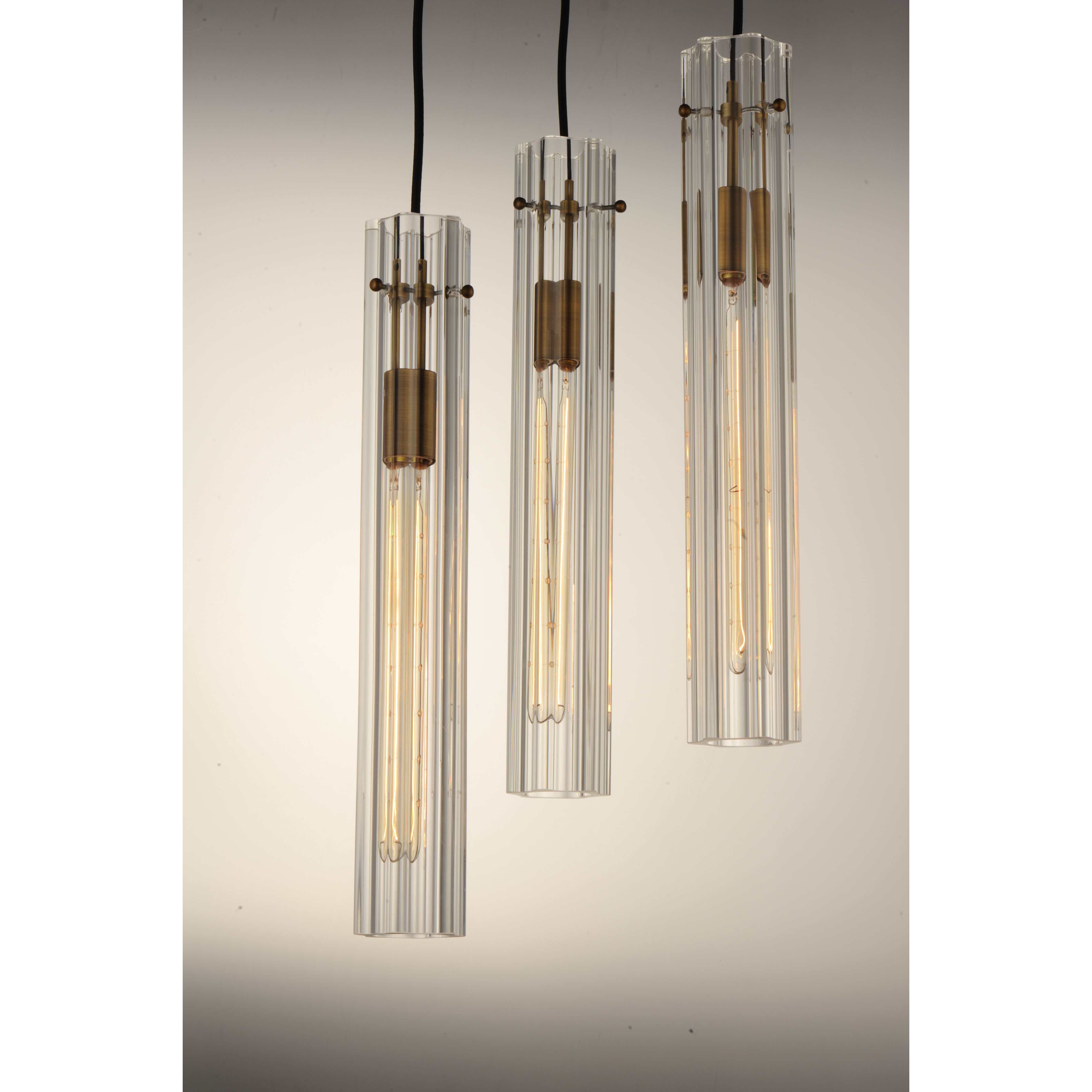 Flambeau 3 Light 13 inch Black/Antique Brass Chandelier Ceiling Light