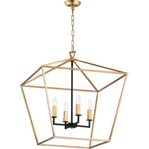 Abode 4 Light 24.5 inch Gold Leaf/Textured Black Chandelier Ceiling Light in Gold Leaf and Textured Black