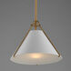 Lucas 1 Light 13.25 inch White and Natural Aged Brass Single Pendant Ceiling Light