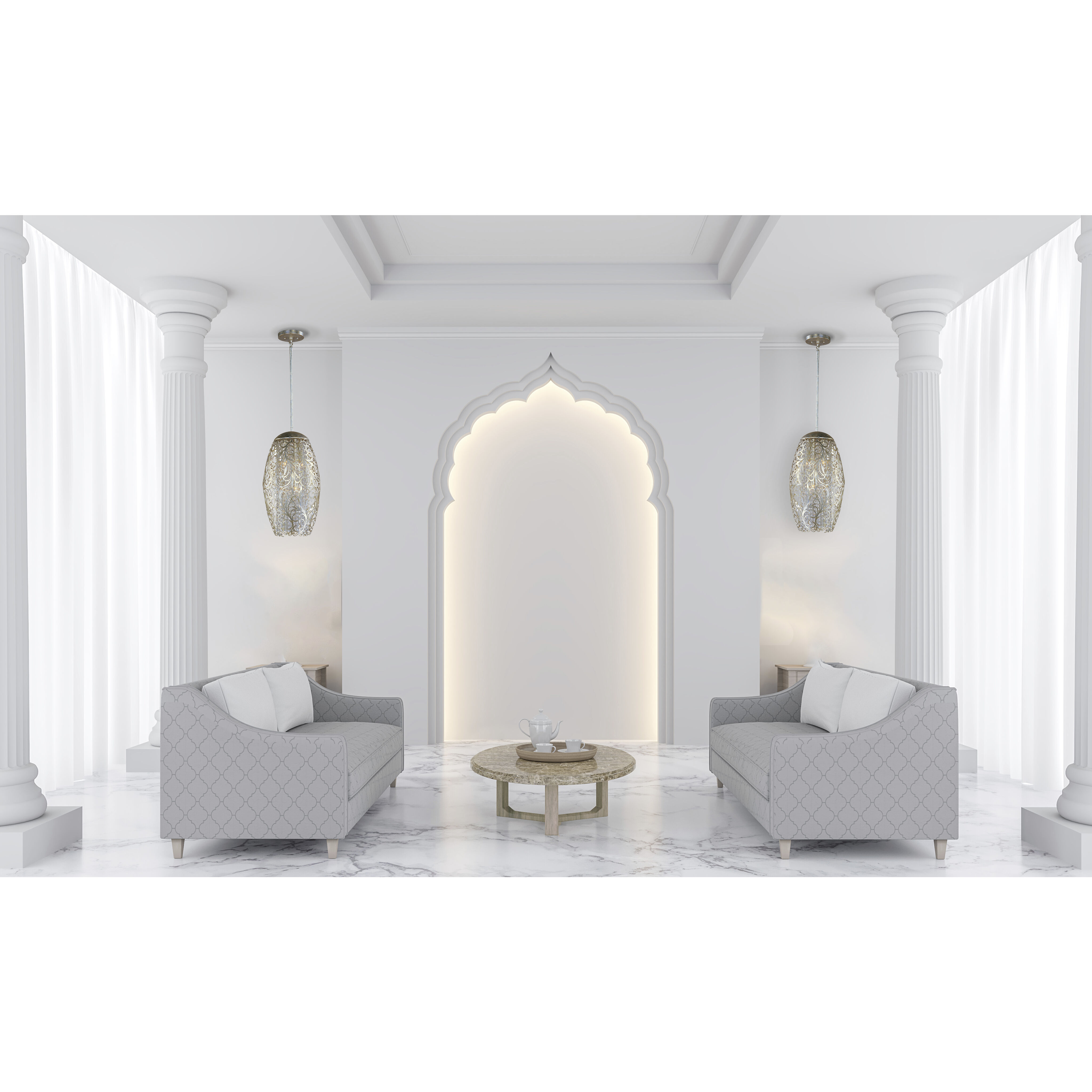 Arabesque 6 Light 13 inch Golden Silver Single Pendant Ceiling Light in 50, Beveled Crystal, G9 Frost Xenon