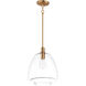 Babylon 1 Light 11.5 inch Satin Brass Single Pendant Ceiling Light