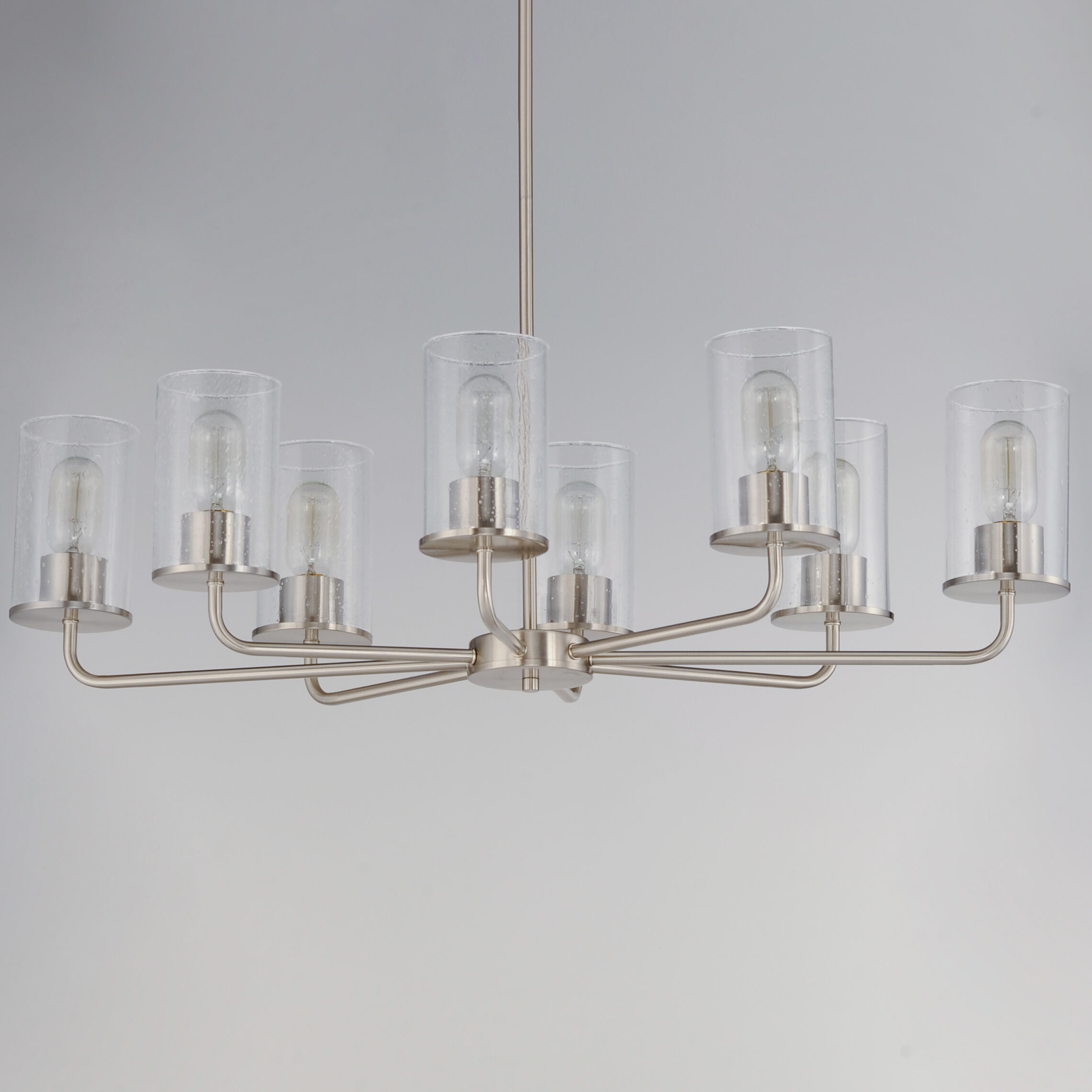 Sleek 8 Light 34 inch Satin Nickel Chandelier Ceiling Light