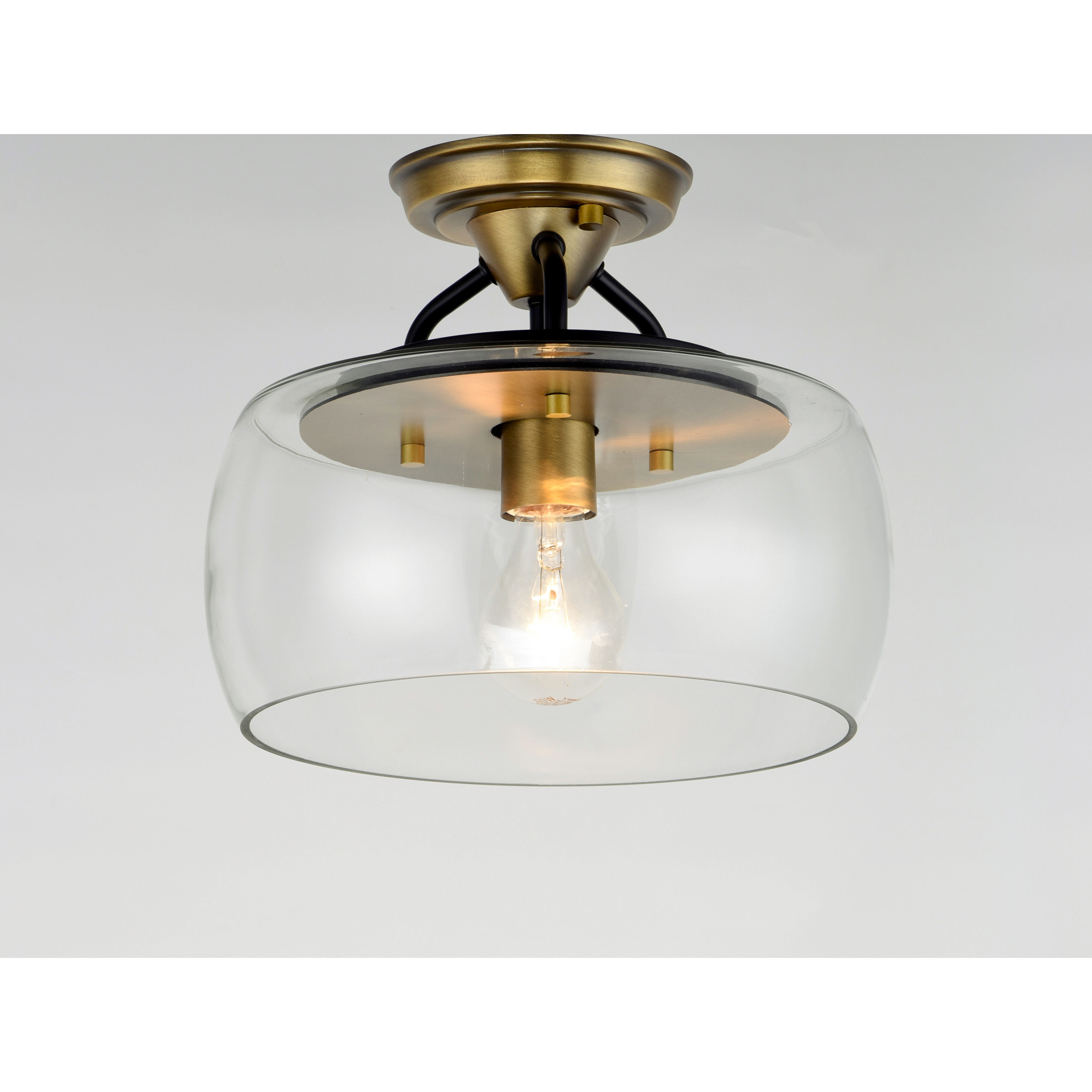 Goblet 1 Light 11 inch Bronze/Antique Brass Semi-Flush Mount Ceiling Light in Bronze and Antique Brass