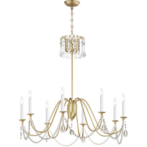 Plumette 8 Light 36 inch Gold Leaf Chandelier Ceiling Light 