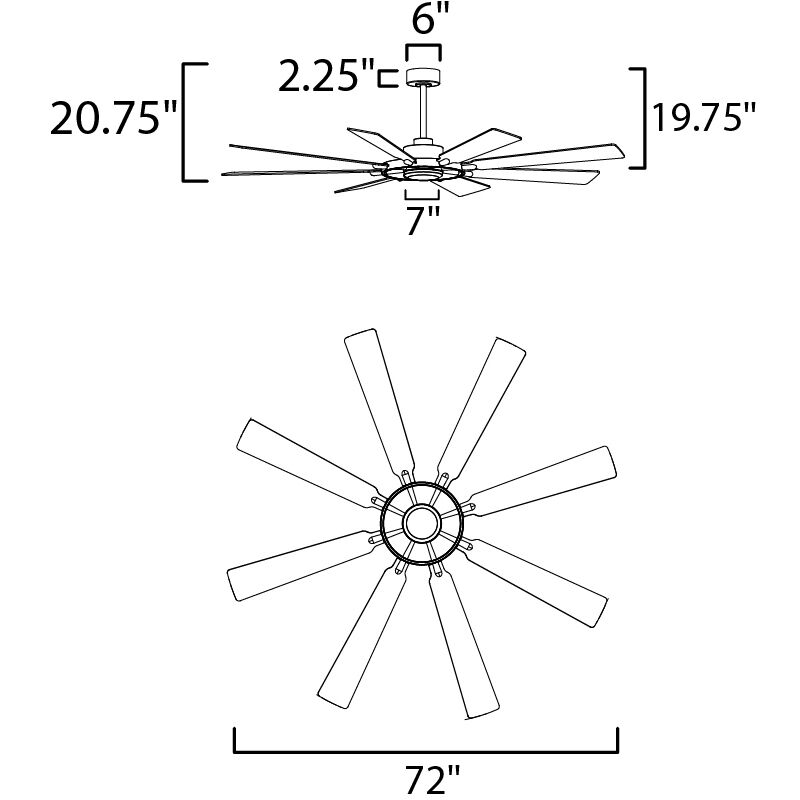 Helm 72 inch Satin Nickel Indoor Ceiling Fan
