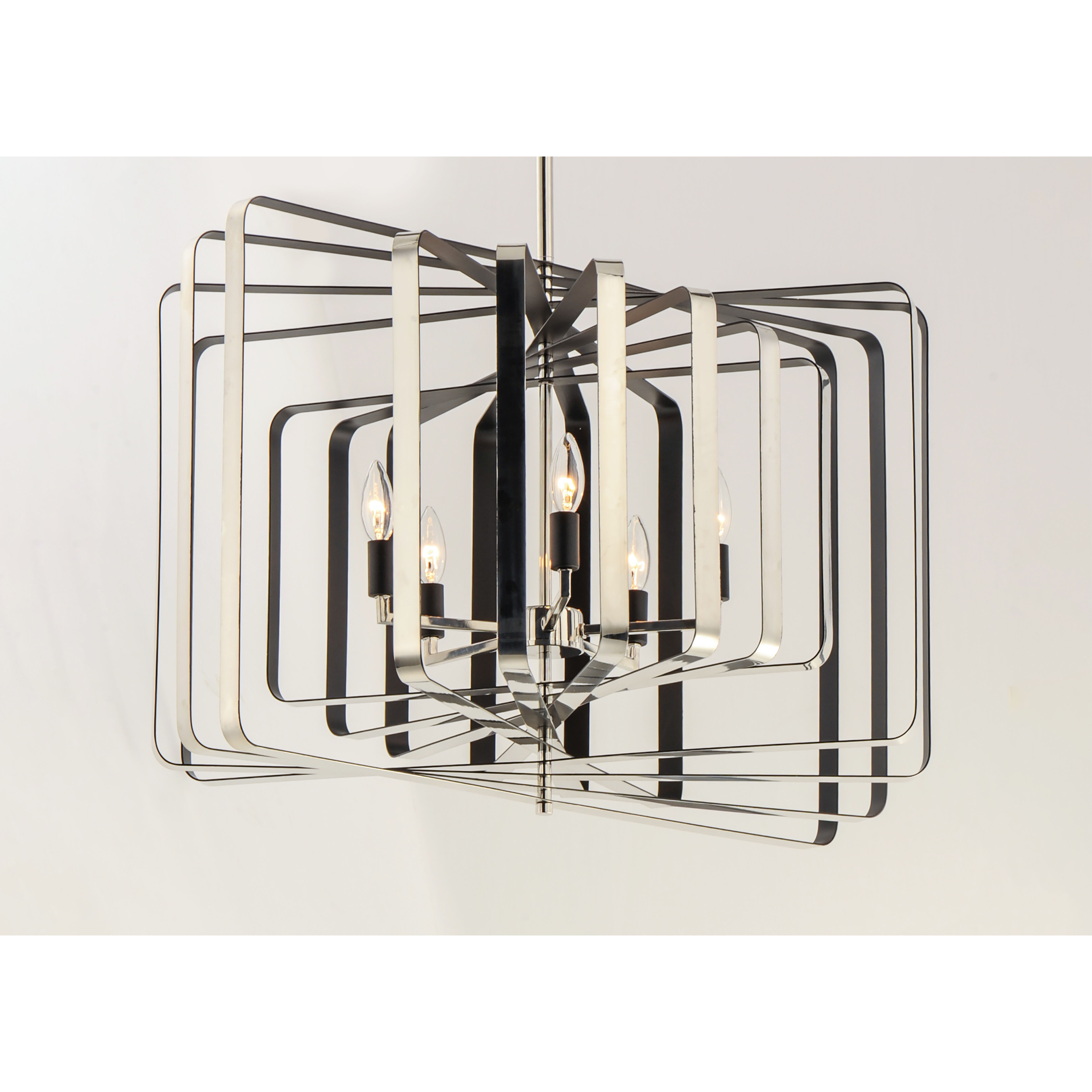 Radial 5 Light 30 inch Polished Nickel/Black Multi-Light Pendant Ceiling Light in Polished Nickel and Black