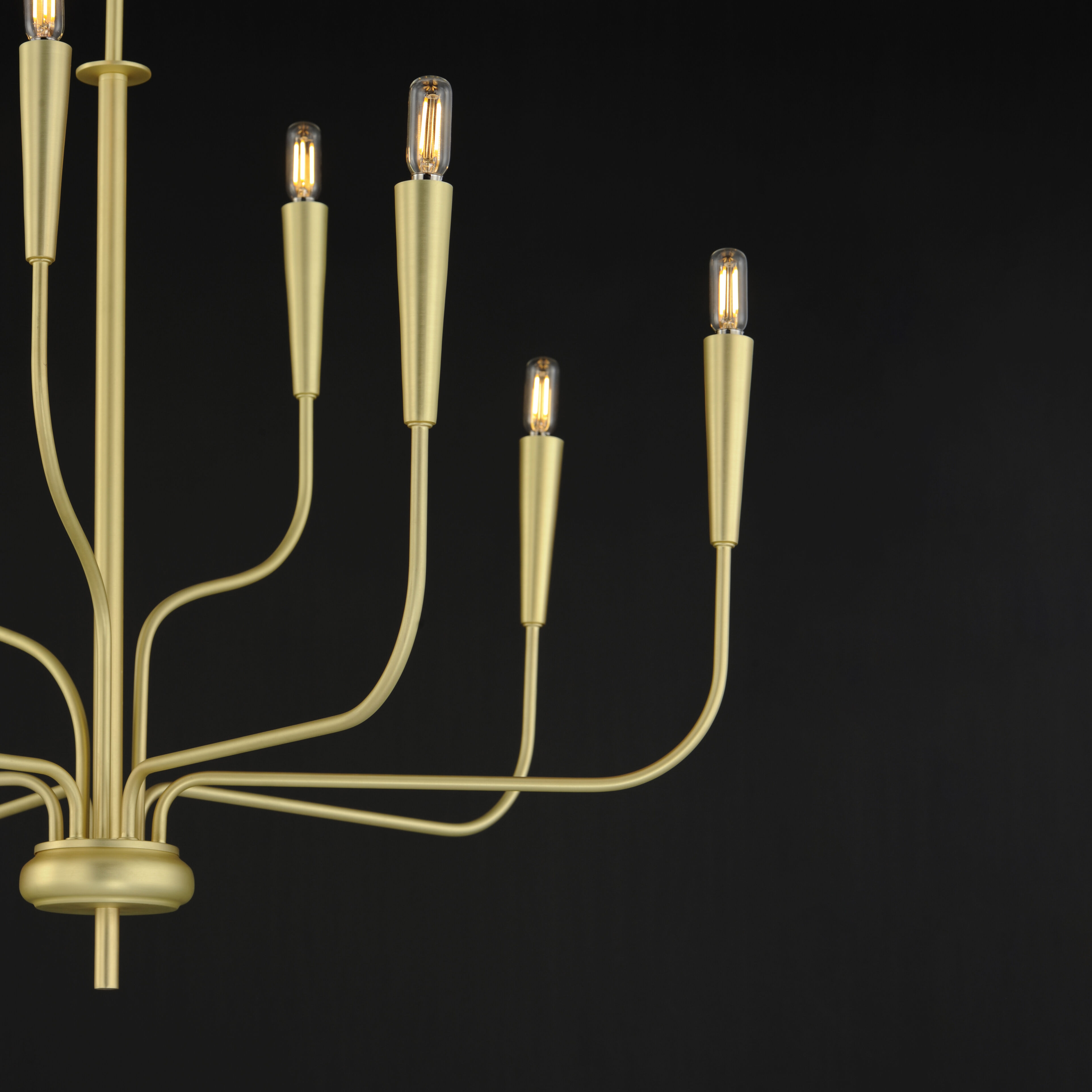 送料無料 百貨店 Vela 24819SBR Maxim 9 Multi-Tier Brass Satin inch 32 Light シングルカード