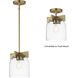 Scoop 1 Light 8 inch Natural Aged Brass Single Pendant Ceiling Light in Clear