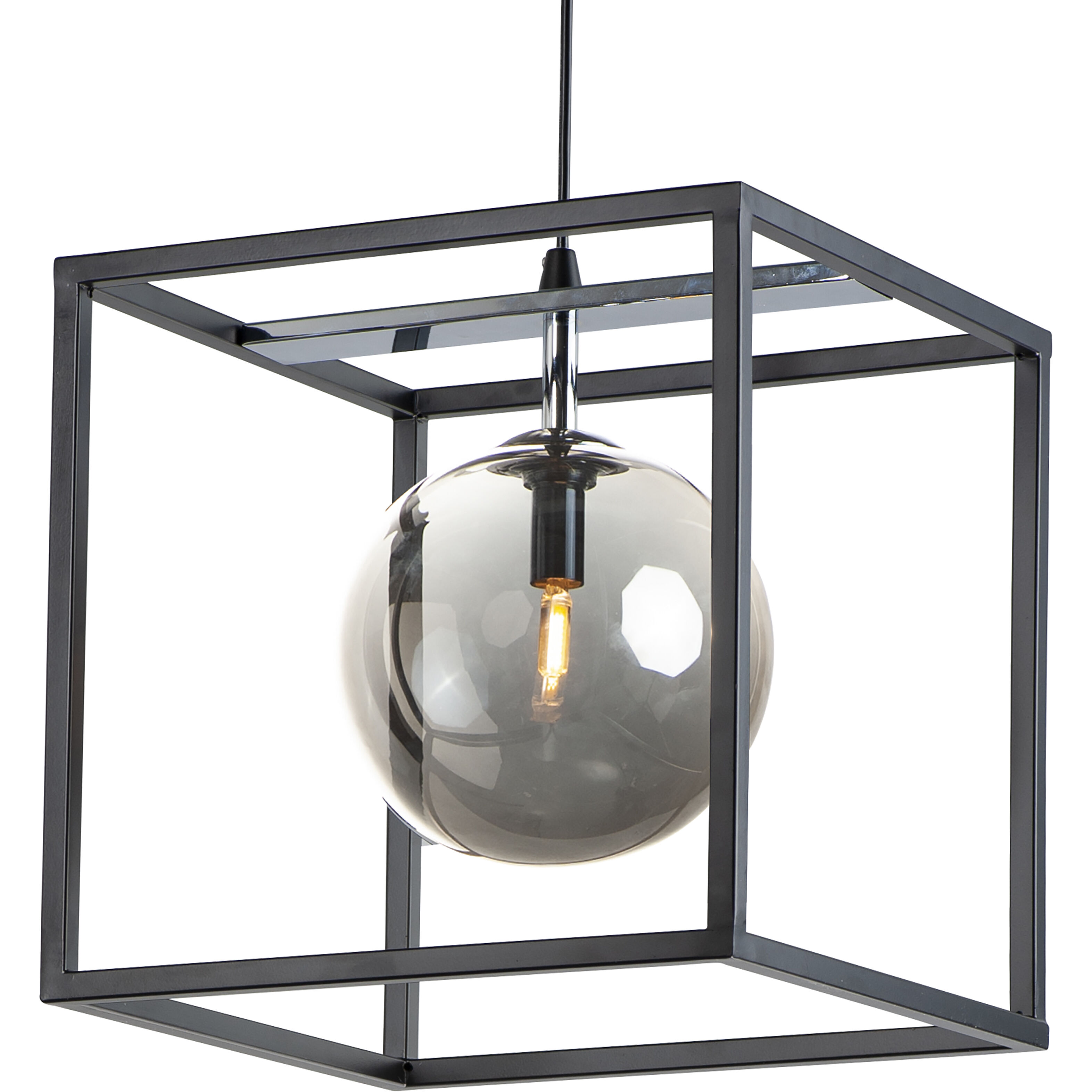 Fluid LED 11.75 inch Black/Polished Chrome Single Pendant Ceiling Light in Mirror Smoke, Black and Polished Chrome
