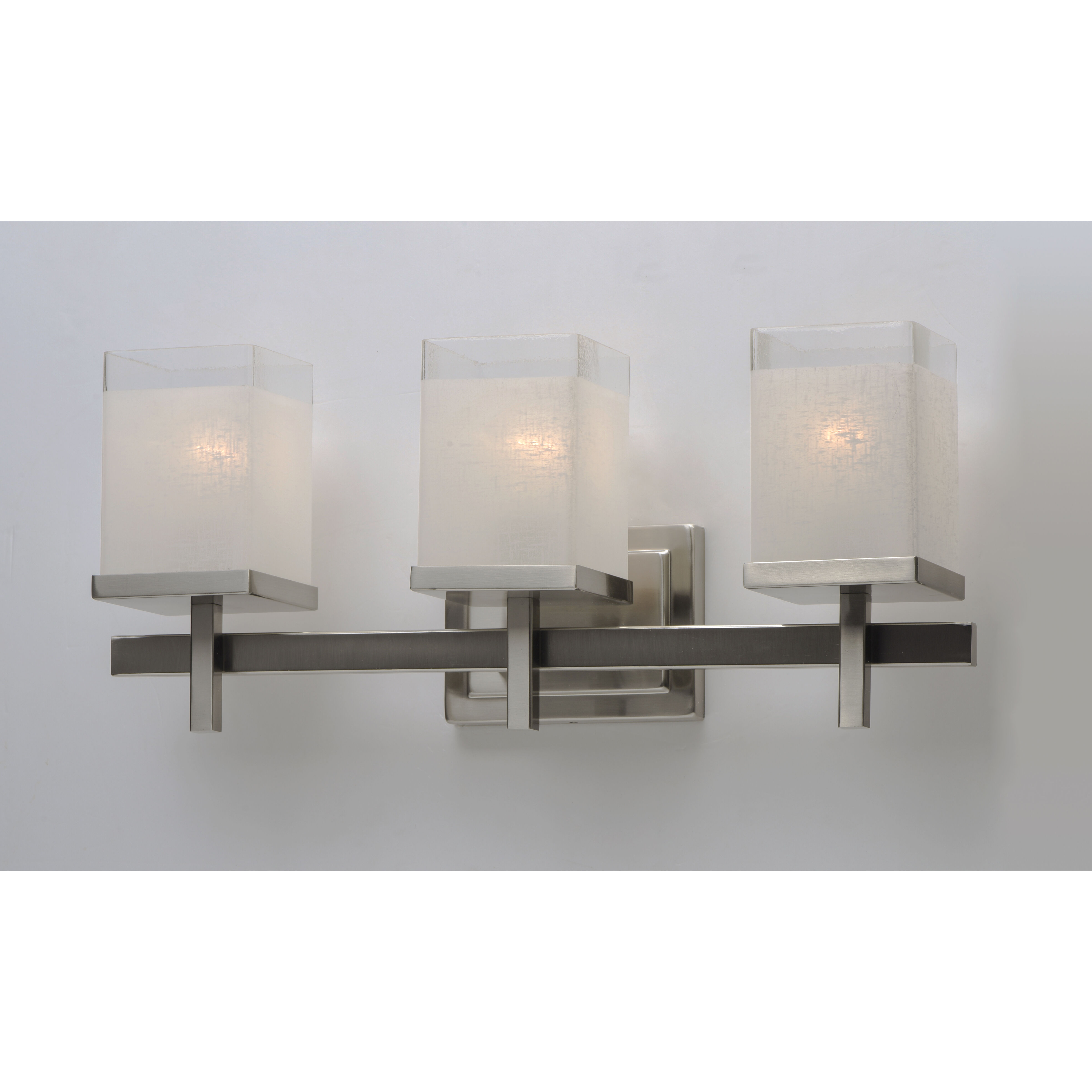 Tetra 3 Light 22 inch Satin Nickel Bath Vanity Wall Light in White Linen