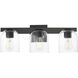 Scoop 3 Light 21.5 inch Black Bath Vanity Wall Light in Clear