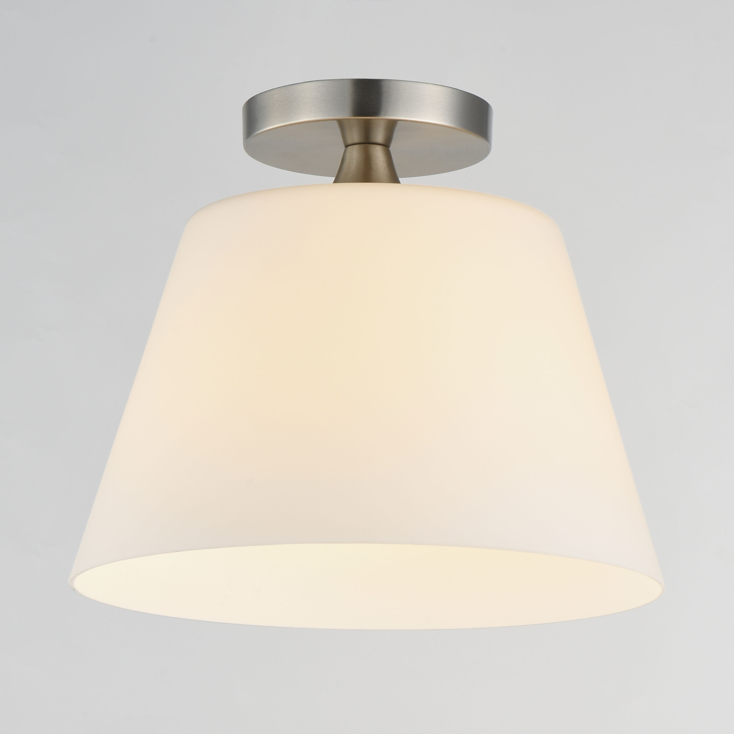 Hudson 1 Light 12 inch Satin Nickel Flush Mount Ceiling Light in Satin White