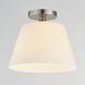 Hudson 1 Light 12 inch Satin Nickel Flush Mount Ceiling Light in Satin White