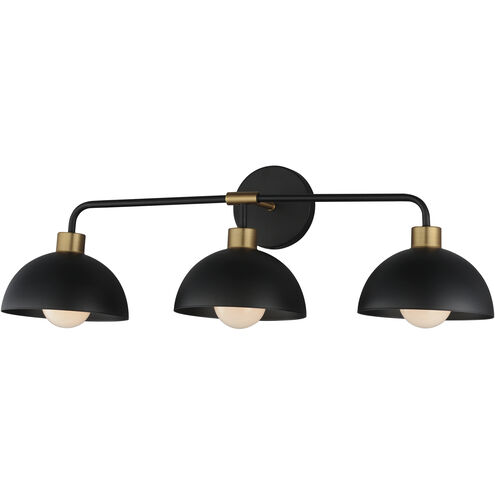 Thelonious 3 Light 30.75 inch Black and Natural Aged Brass Bath Vanity Wall Light