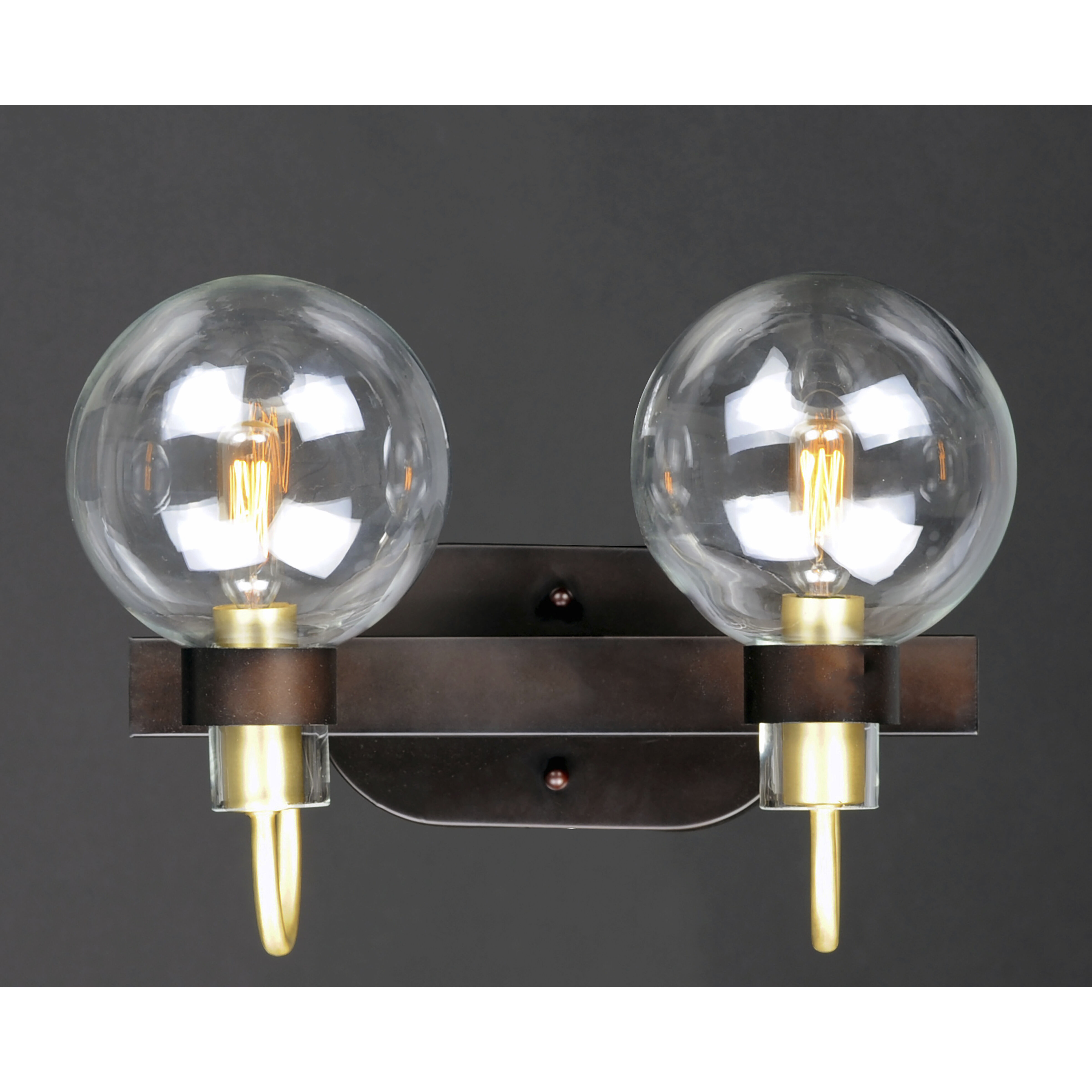 Bauhaus 2 Light 16 inch Bronze/Satin Brass Bath Vanity Wall Light