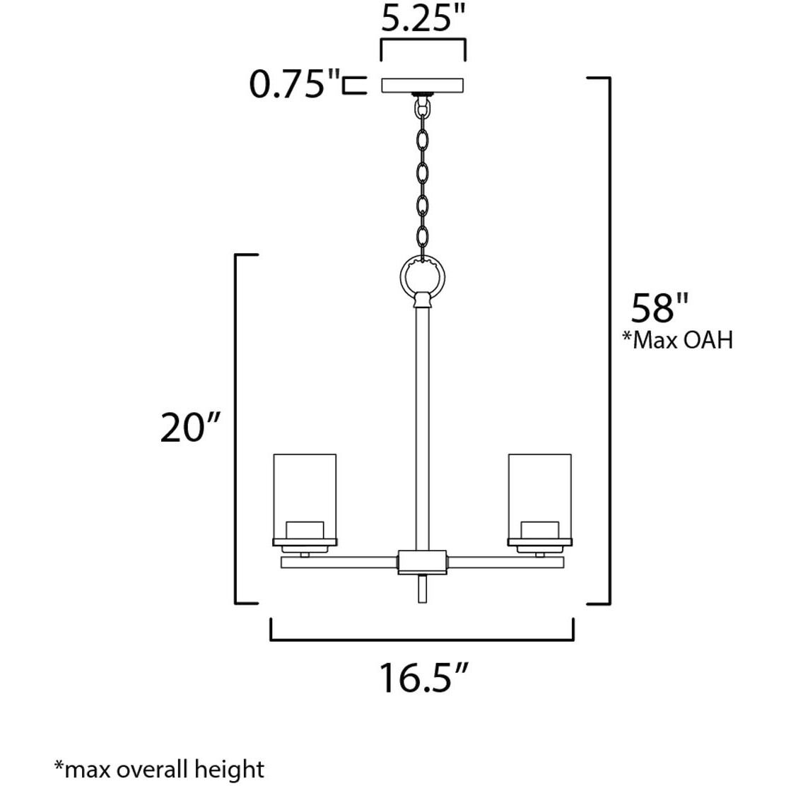 Corona 3 Light 16.5 inch Black Single-Tier Chandelier Ceiling Light in Frosted