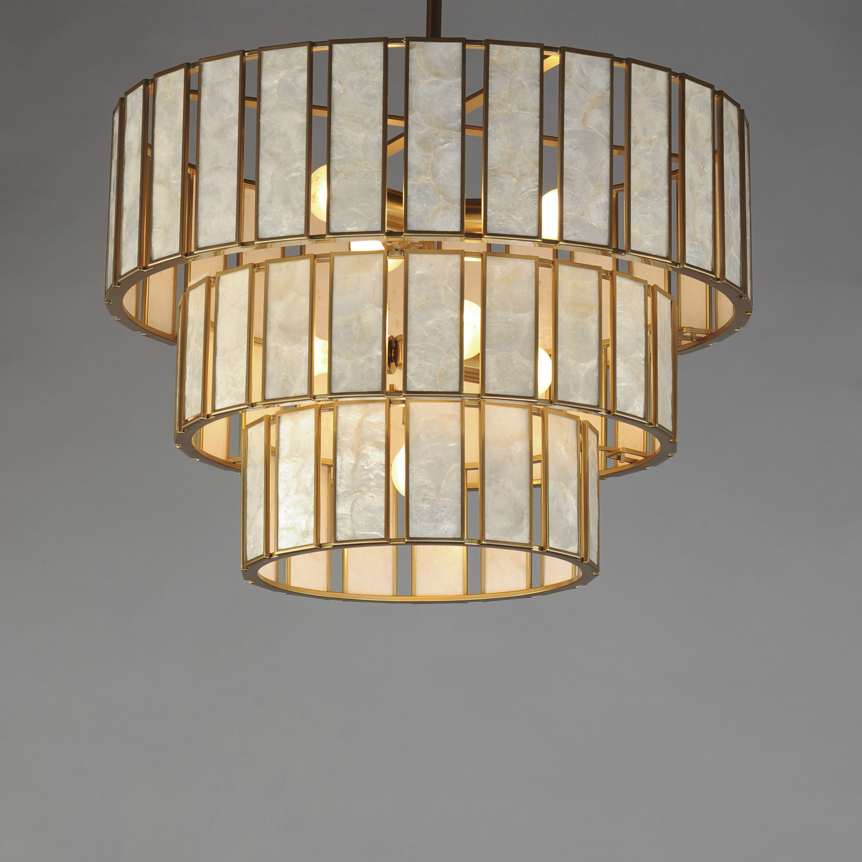 Miramar 7 Light 25.75 inch Capiz and Natural Aged Brass Chandelier Ceiling Light