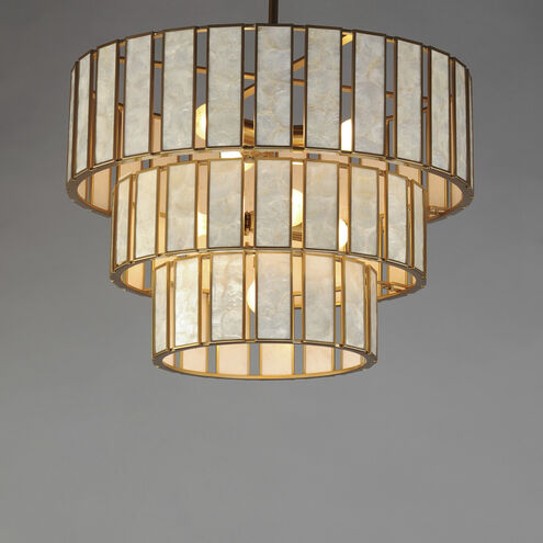 Miramar 7 Light 25.75 inch Capiz and Natural Aged Brass Chandelier Ceiling Light