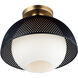 Perf 1 Light 14.25 inch Black and Satin Brass Flush Mount Ceiling Light