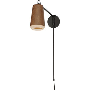 Scout LED 6 inch Weathered Wood/Tan Leather Wall Sconce Wall Light