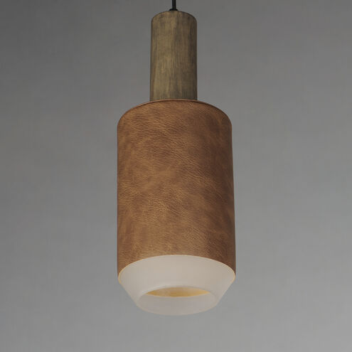 Scout LED 7 inch Weathered Wood / Tan Leather Single Pendant Ceiling Light