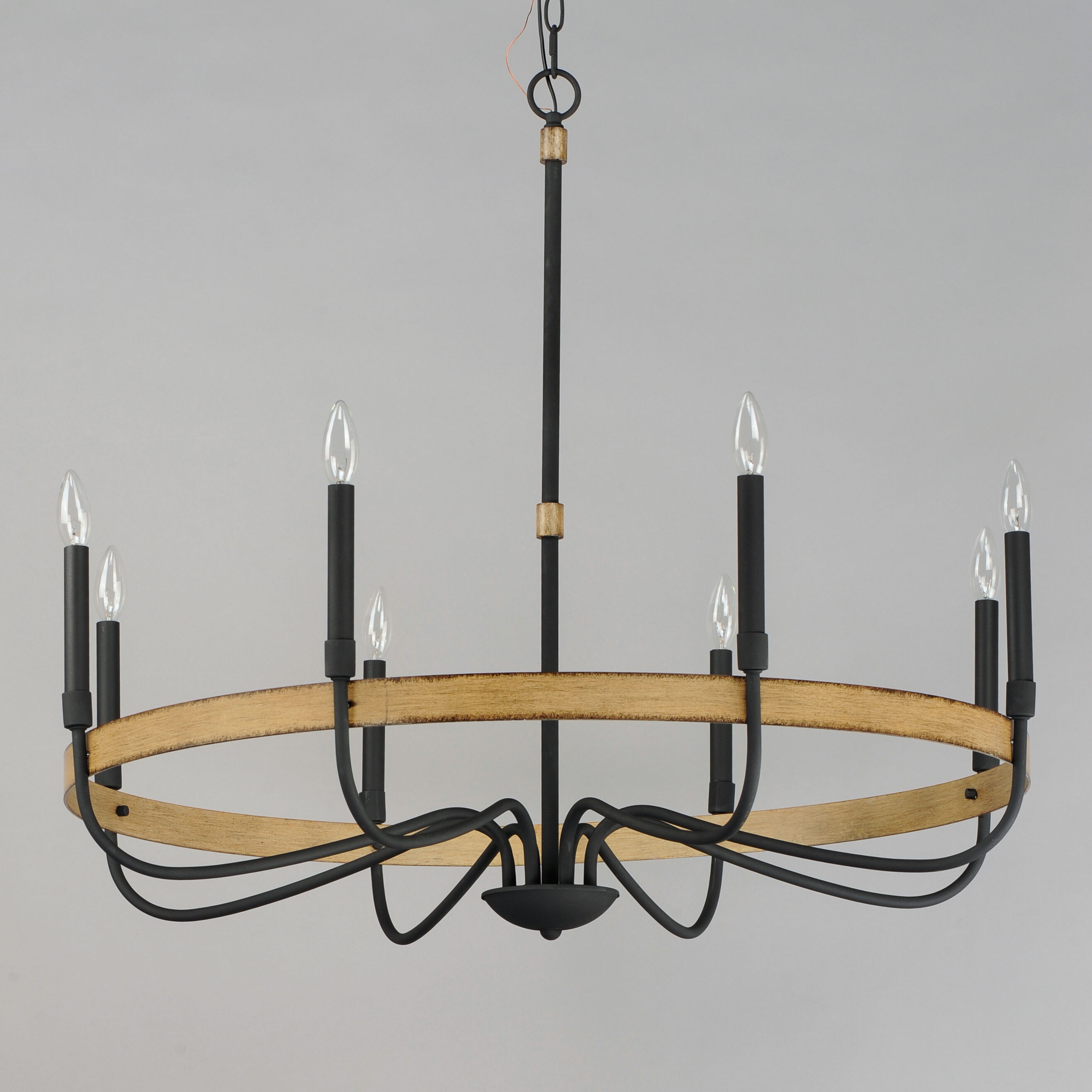 Franklin 8 Light 36 inch Driftwood/Black Chandelier Ceiling Light